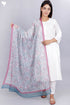Kota Doria Dupatta  In Floral Block Print